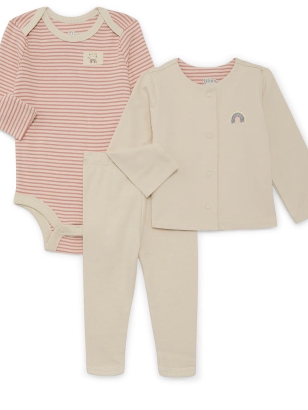 Garanimals Cream and Pink Striped 3-Piece Baby Set